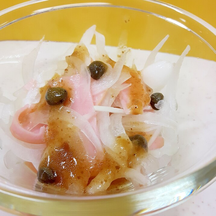 オニオンスライスのサラダwithハム+ケイパー♪